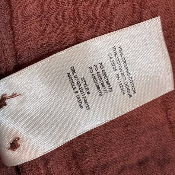 Wilfred Free Crinkle Cotton Rust Button Down Blouse S Lightweight Boho - Picture 5 of 7